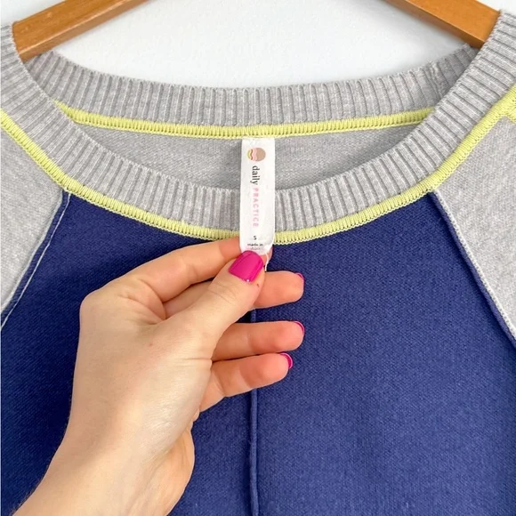 Anthropologie Daily Practice Navy Gray Colorblock Sporty Tunic Mini Dress small - Picture 3 of 7